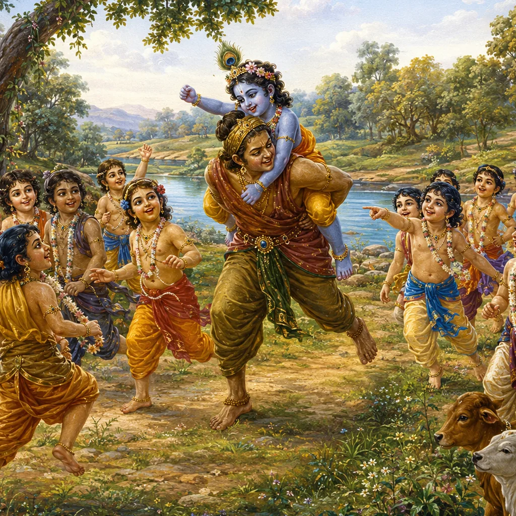 Pralambasura-lila — Lord Balarama slays the demon Pralamba, enlarged view
