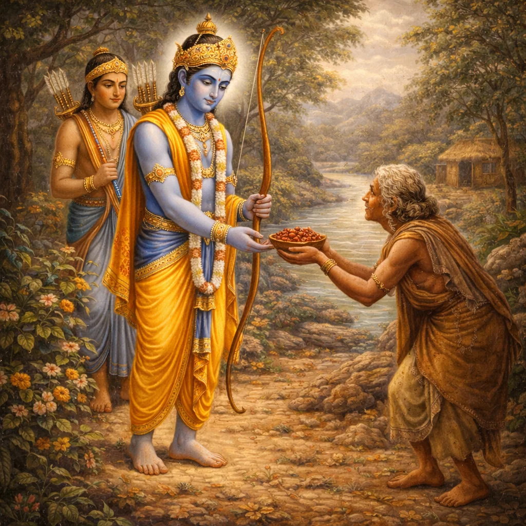 Śabarī–Rāma meeting — enlarged view